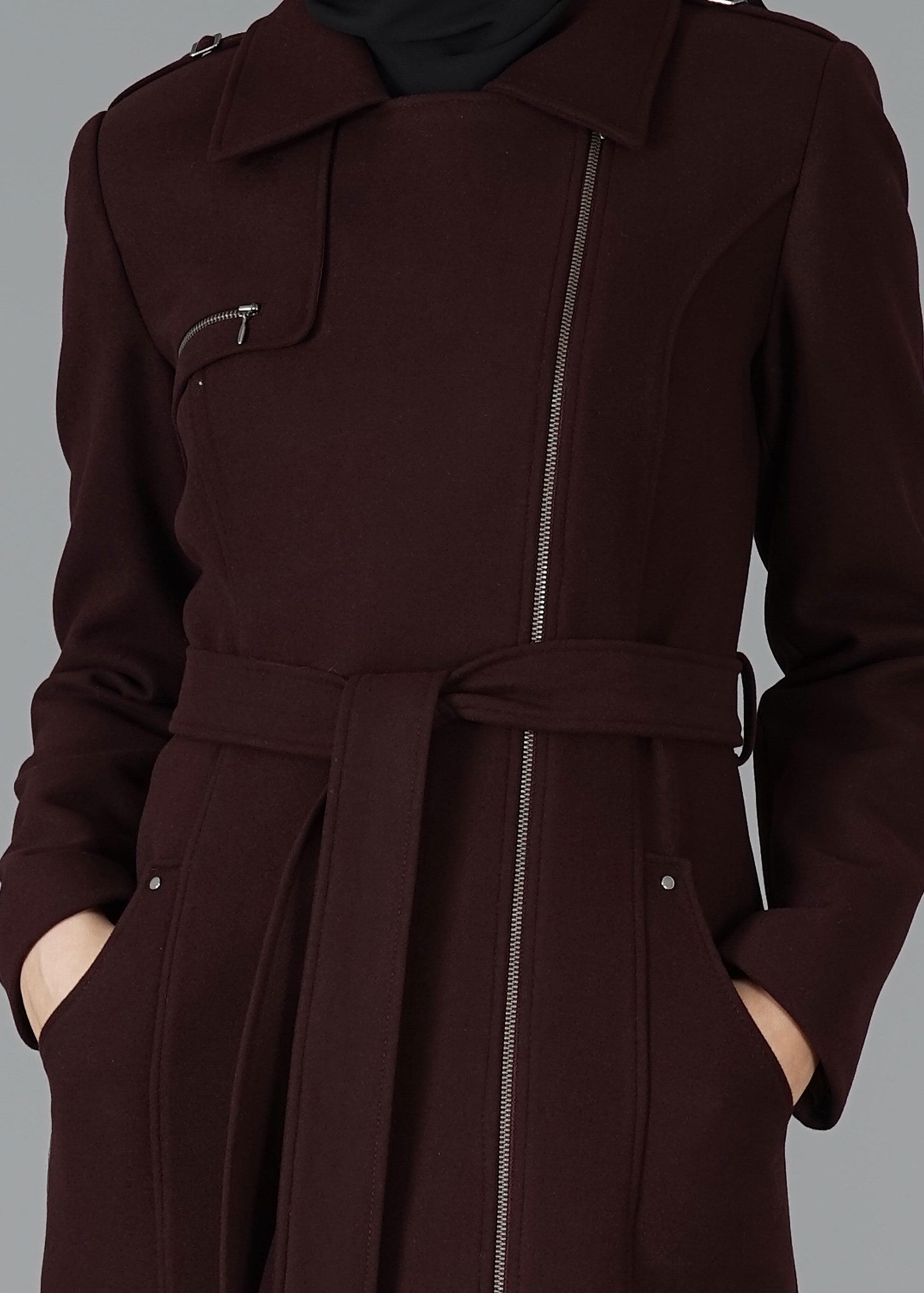 Tesettür giyim BORDO 9462 MANTO