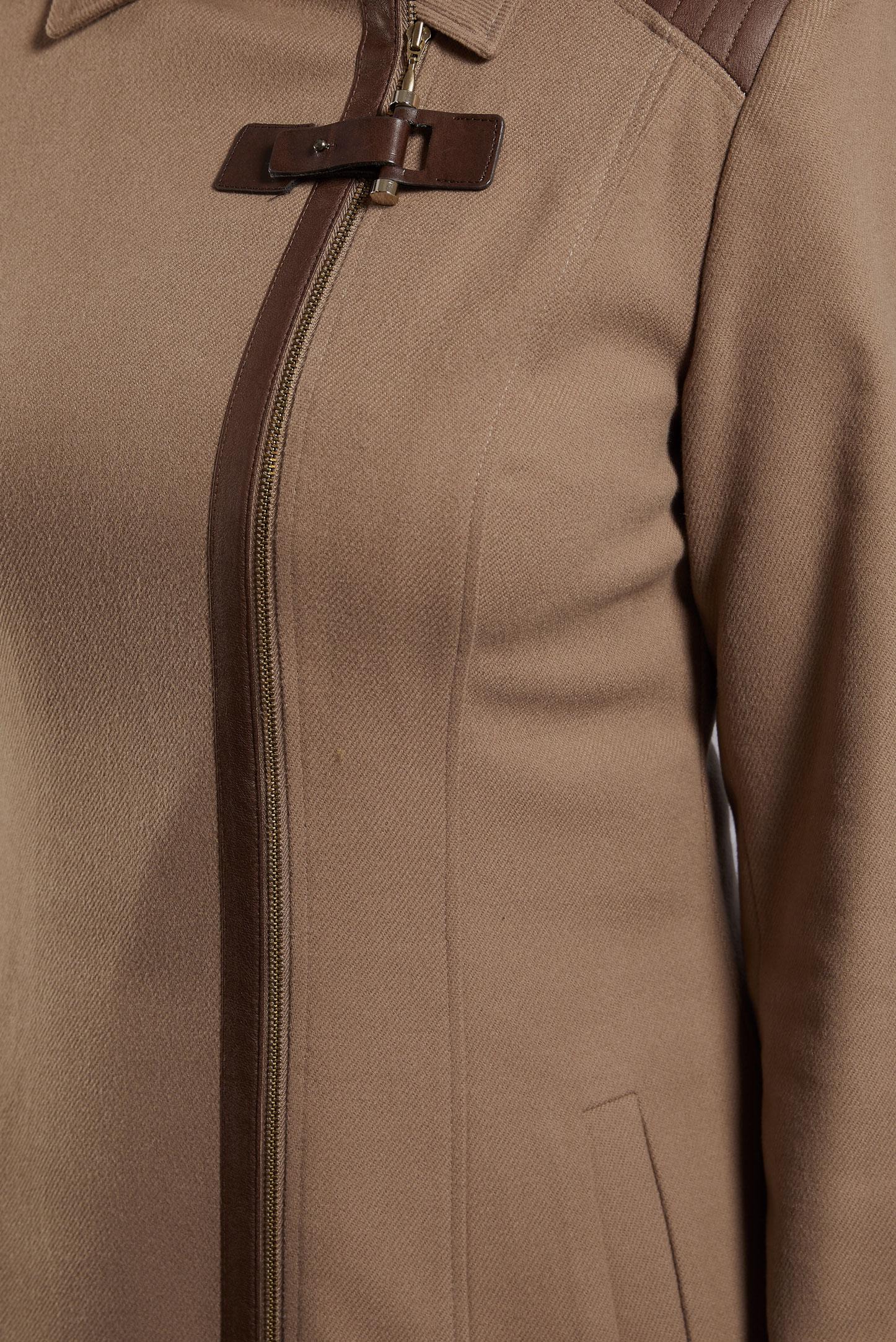 Tesettür giyim KAHVE FERMUARLI MANTO 9468