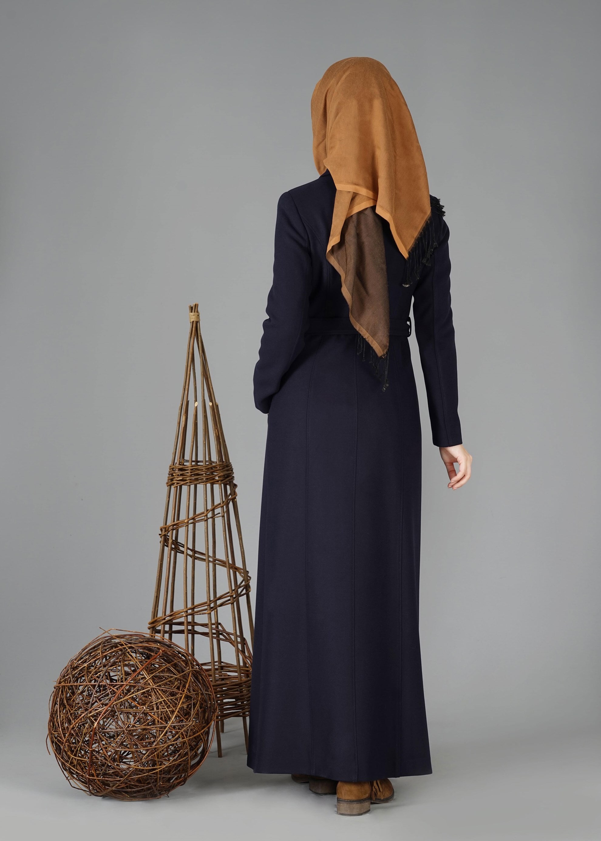 Tesettür giyim LACİVERT ERKEK YAKA FERMUARLI MANTO 9484