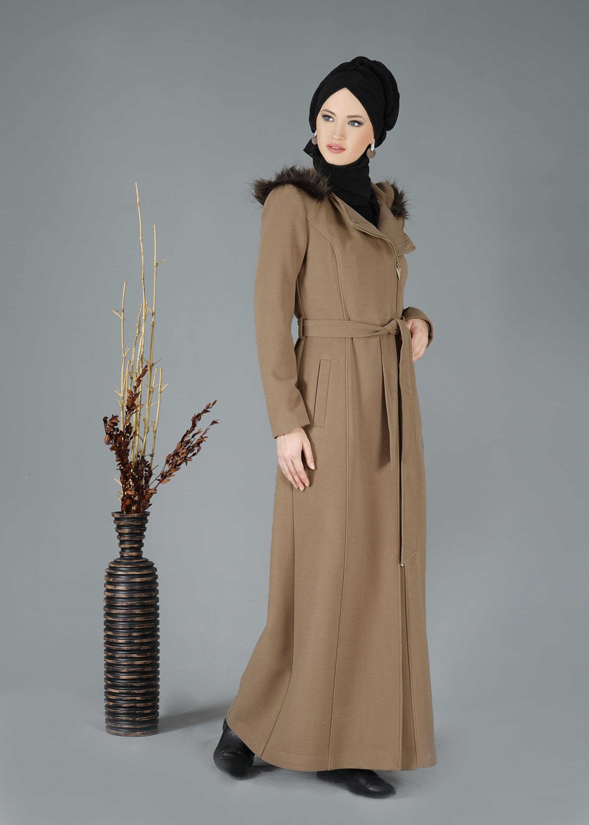 Tesettür giyim KAHVE 9520 MANTO
