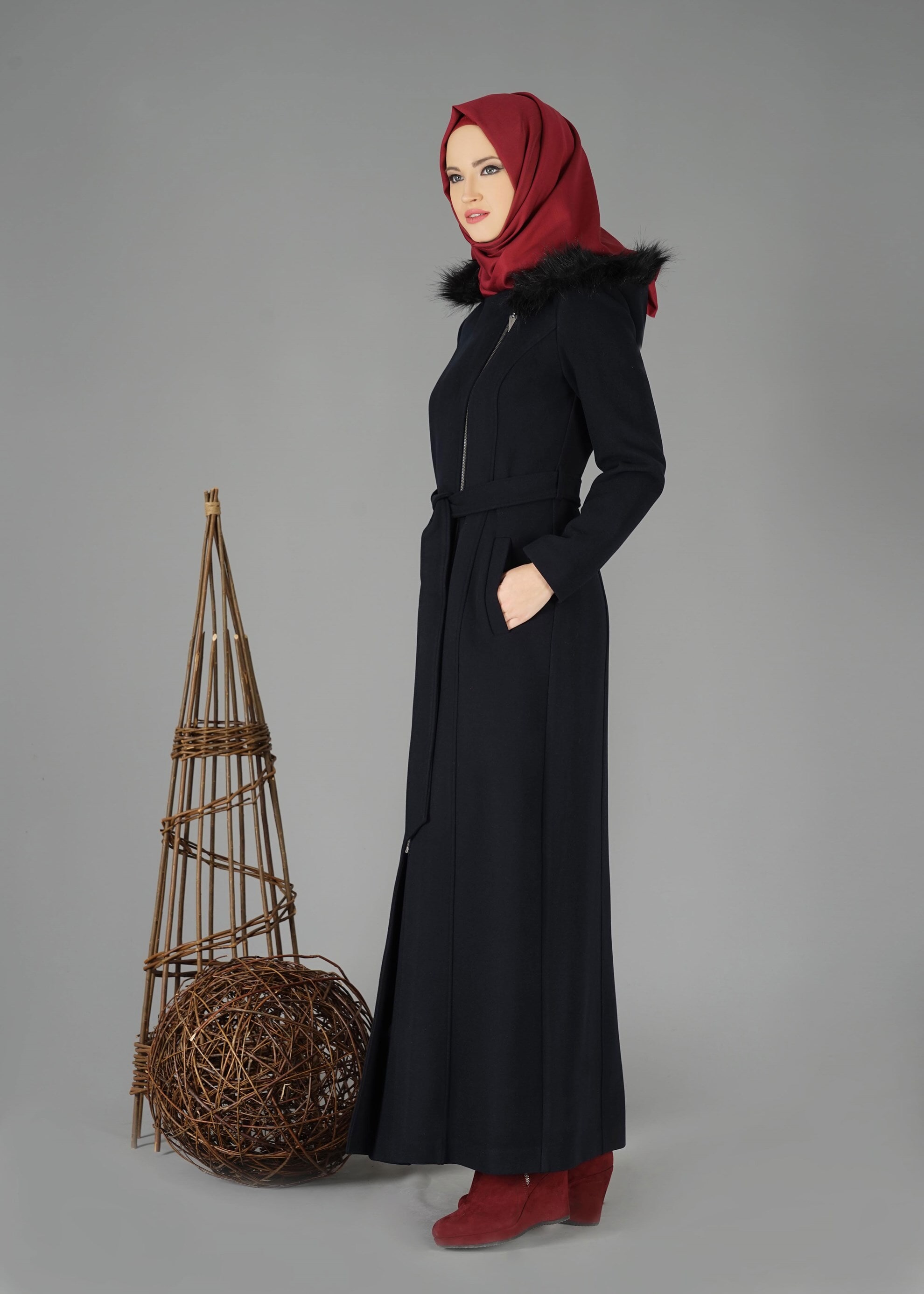 Tesettür giyim LACİVERT 9520 MANTO