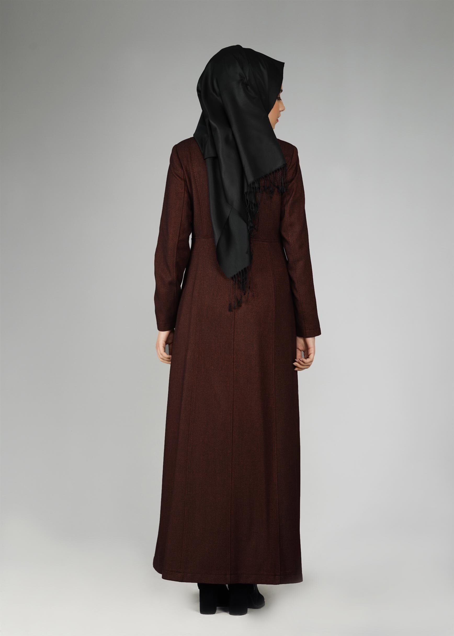 Tesettür giyim TABA HAKİM YAKA MANTO 9570