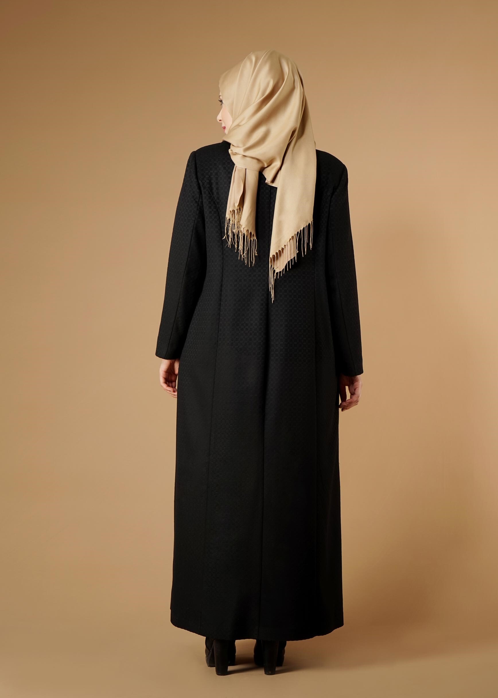 Vêtements hijab NOIR MANTEAU À BOUTONNÉ 9574 
