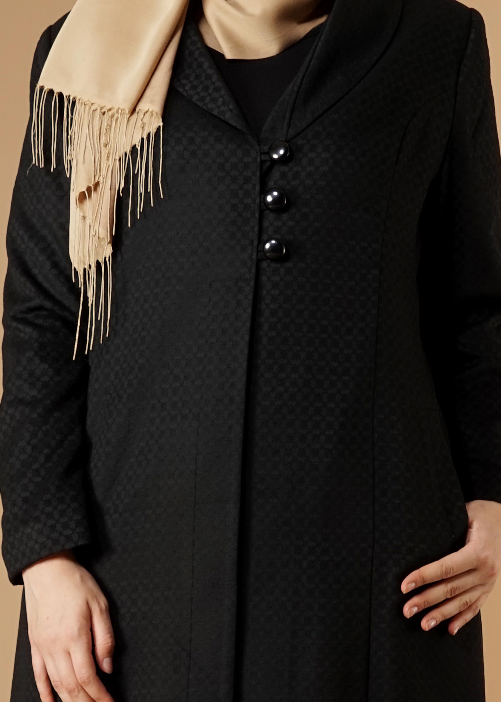 Vêtements hijab NOIR MANTEAU À BOUTONNÉ 9574 