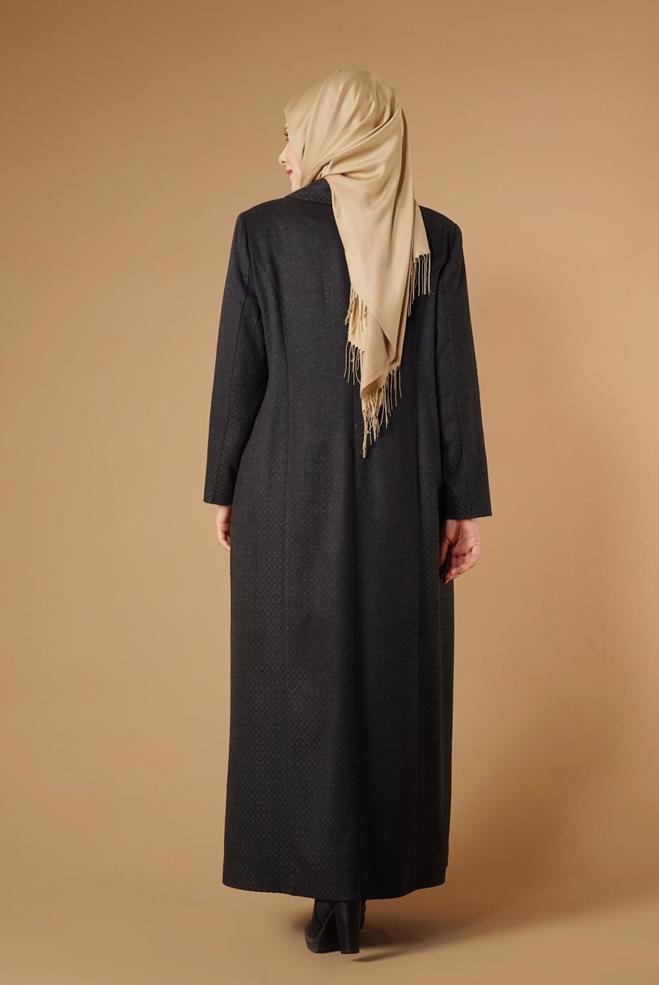 Hijab clothing GREY BUTTONED COAT 9574  - ALVİNA