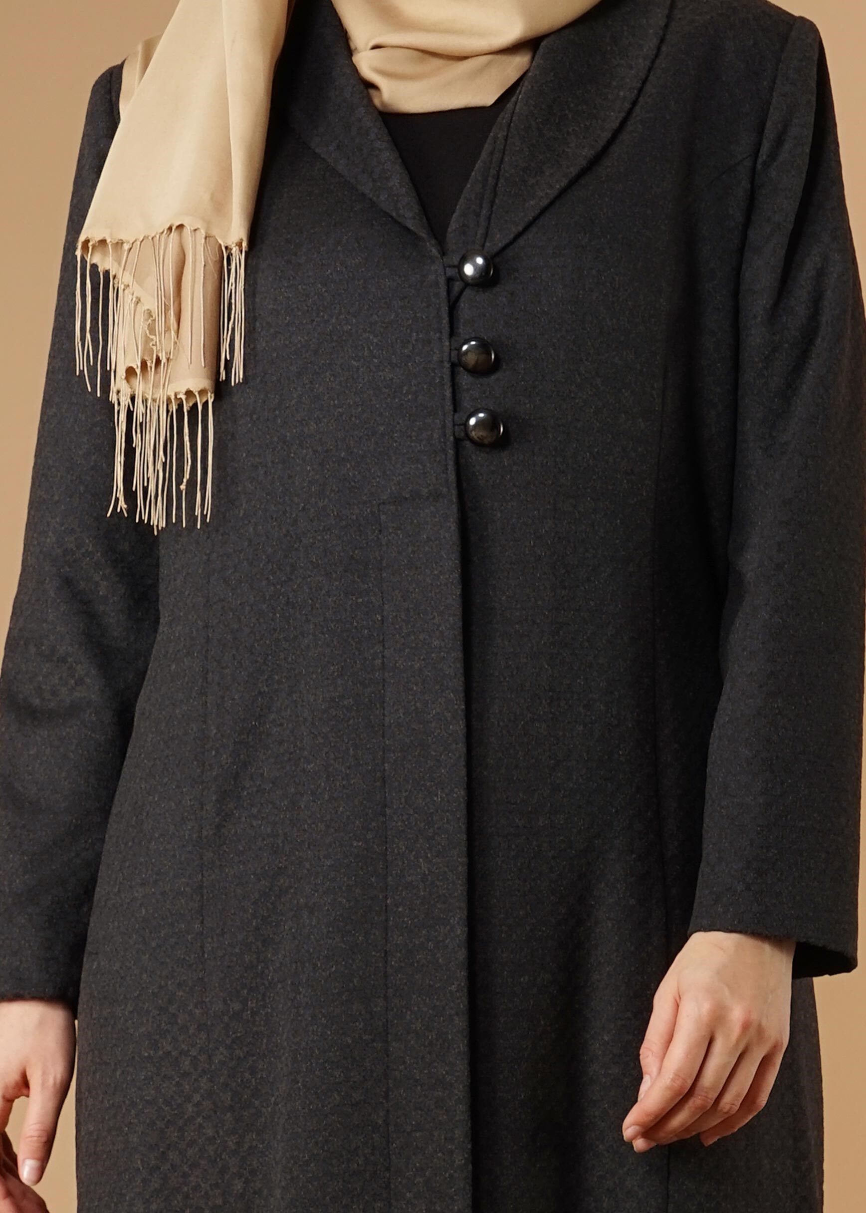 Hijab clothing GREY BUTTONED COAT 9574 