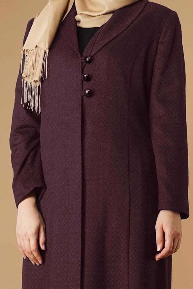 Hijab clothing CLARET RED BUTTONED COAT 9574  - ALVİNA
