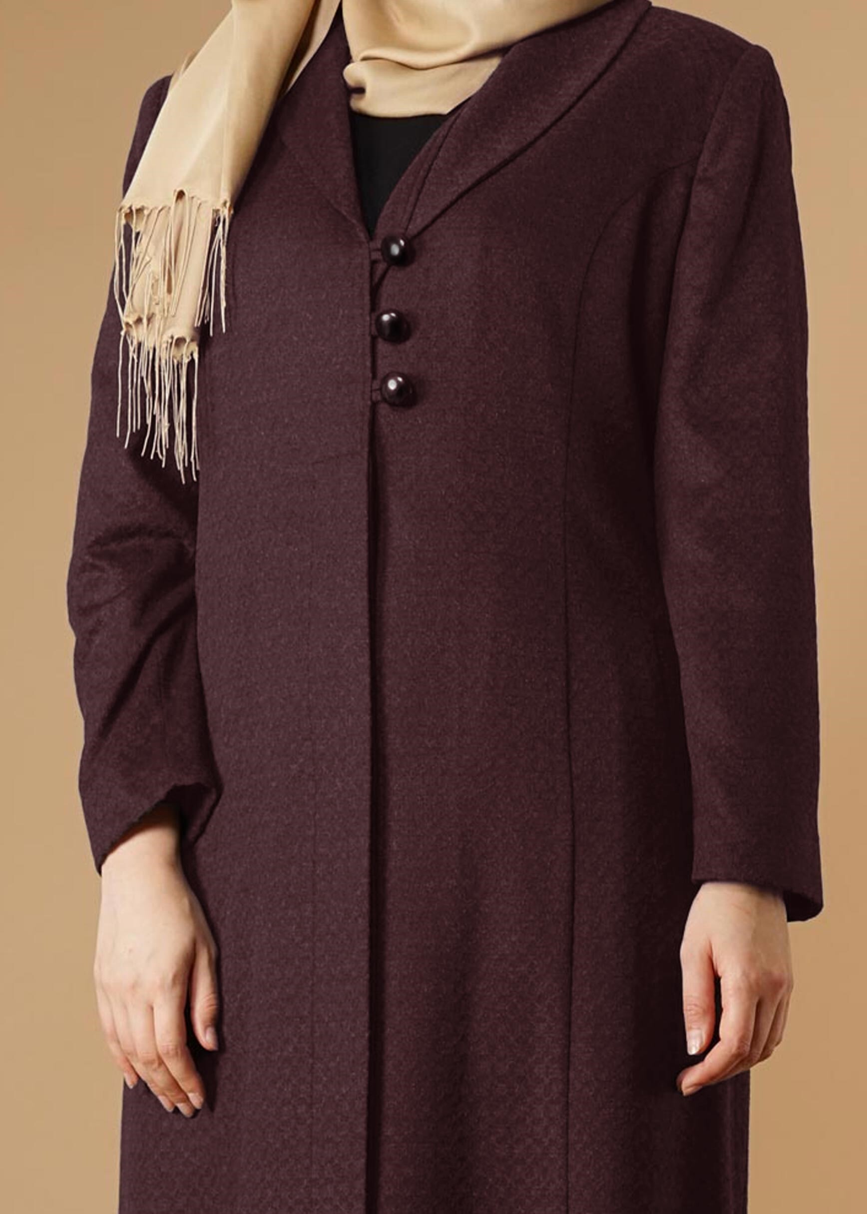 Hijab clothing CLARET RED BUTTONED COAT 9574 