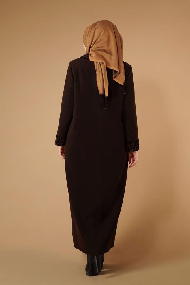 Hijab clothing BROWN BUTTONED COAT 9577  - ALVİNA