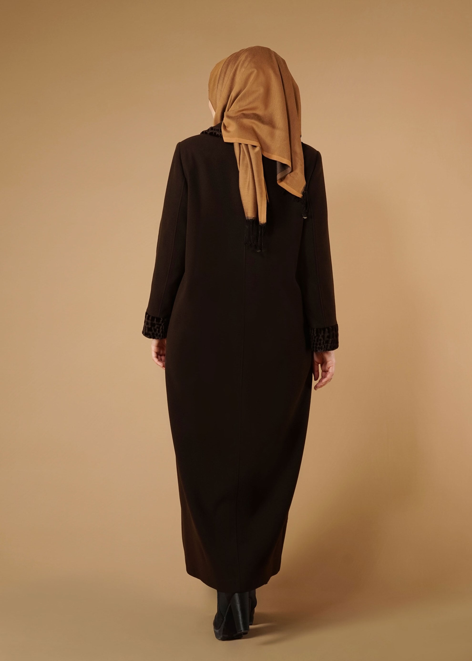 Hijab clothing BROWN BUTTONED COAT 9577 