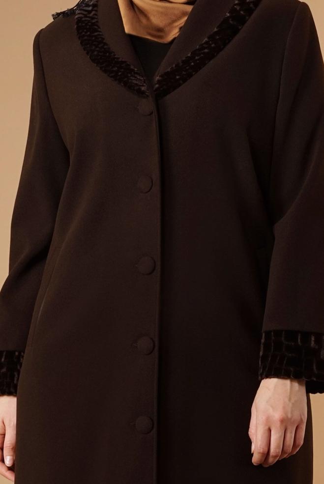 Hijab clothing BROWN BUTTONED COAT 9577  - ALVİNA