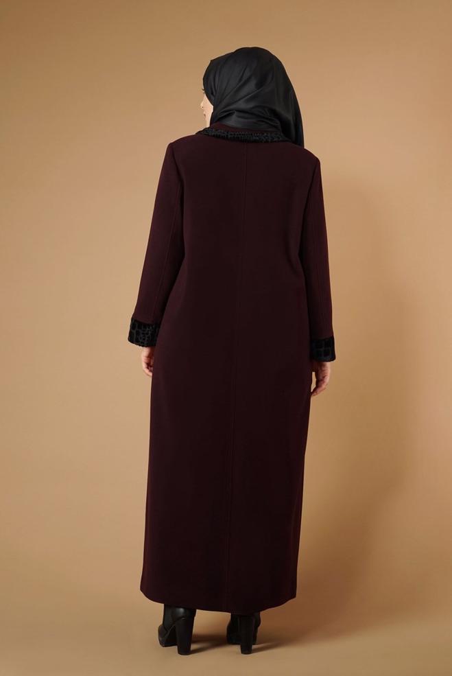 Hijab clothing CLARET RED BUTTONED COAT 9577  - ALVİNA