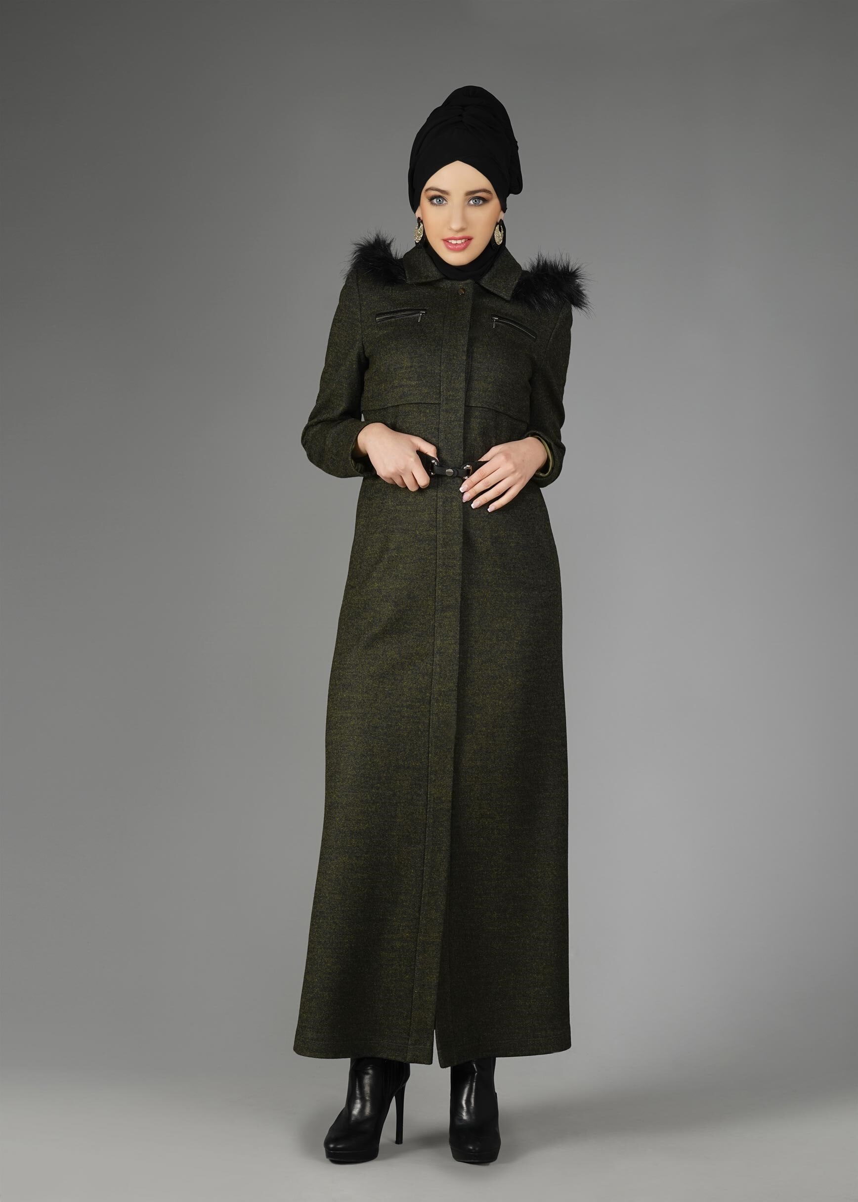 Tesettür giyim YEŞİL 9579 MANTO