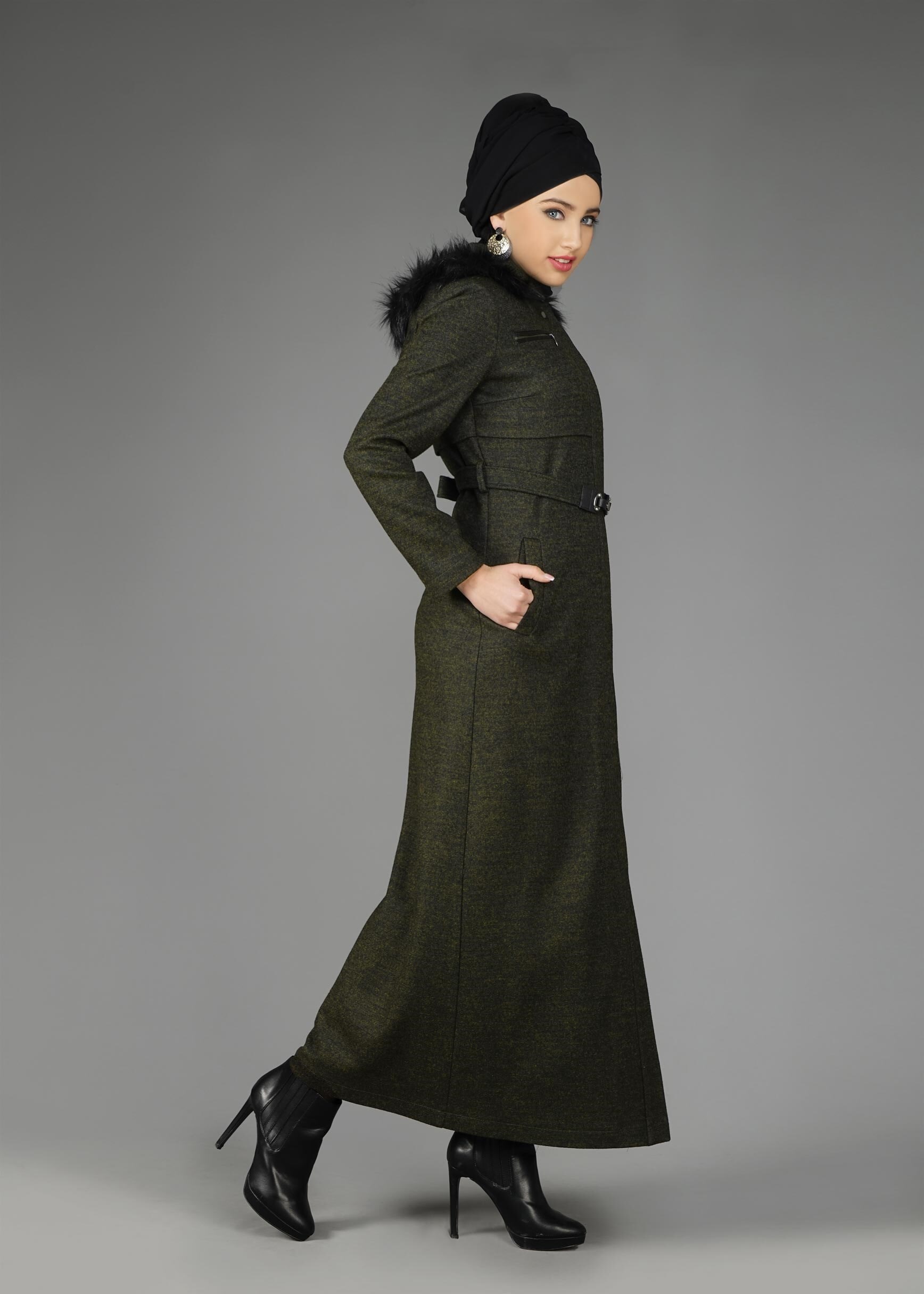 Tesettür giyim YEŞİL 9579 MANTO