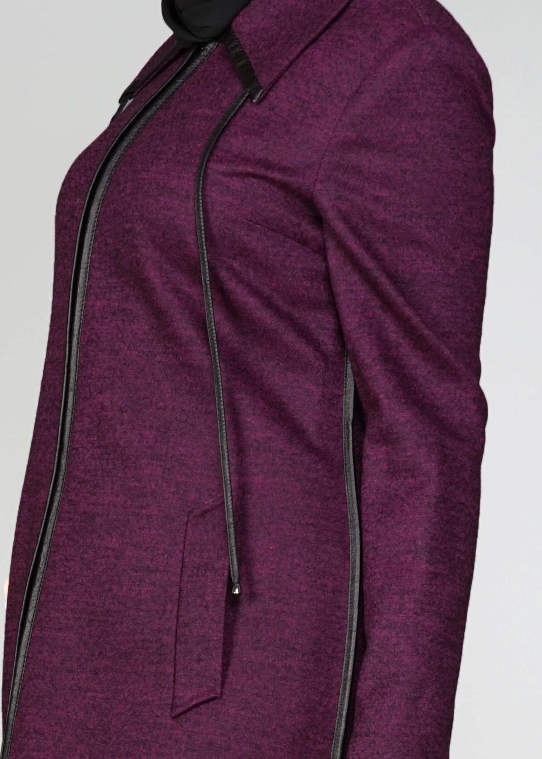 Tesettür giyim FUŞYA CEPLİ MANTO 9587