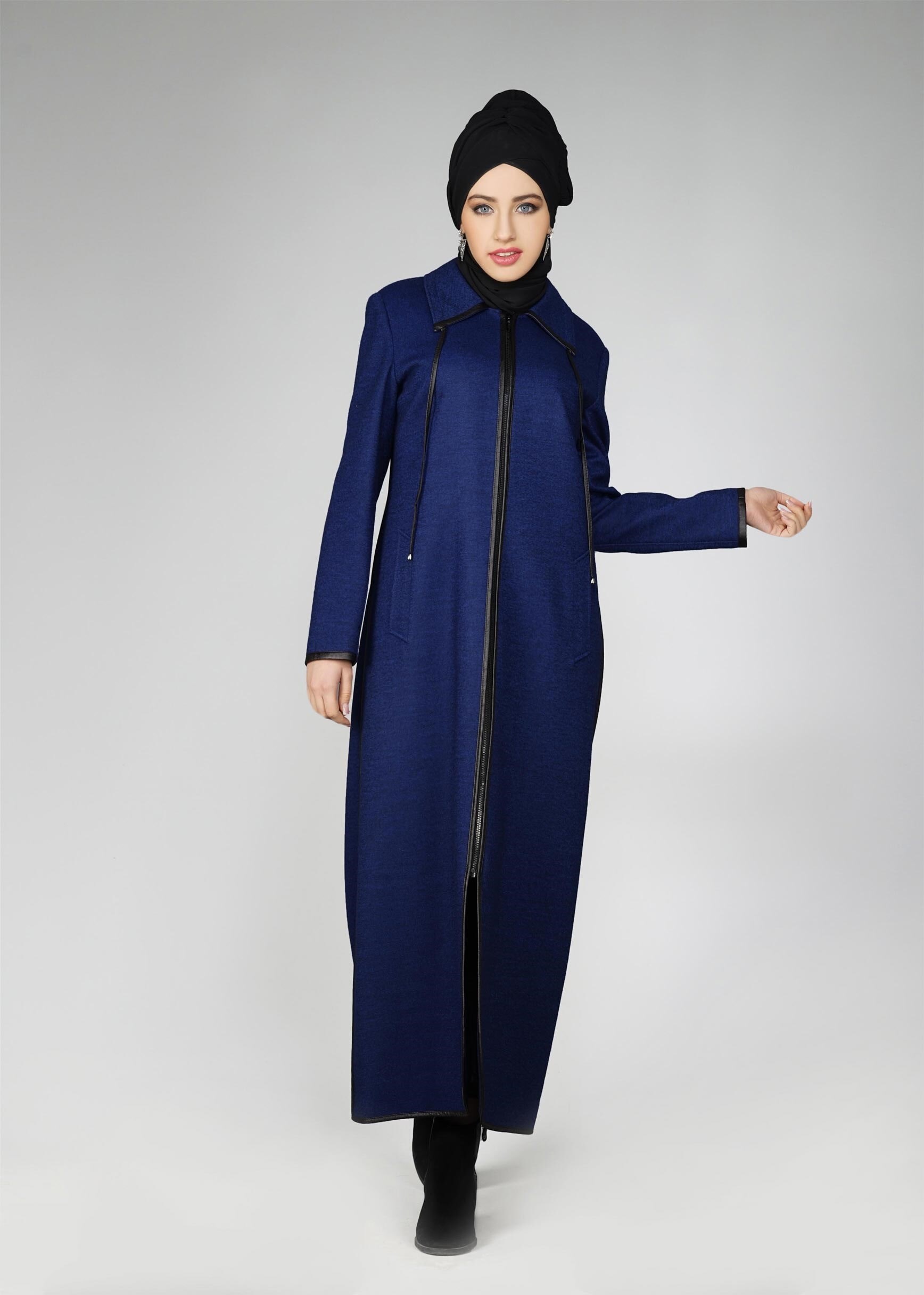 Tesettür giyim LACİVERT CEPLİ MANTO 9587