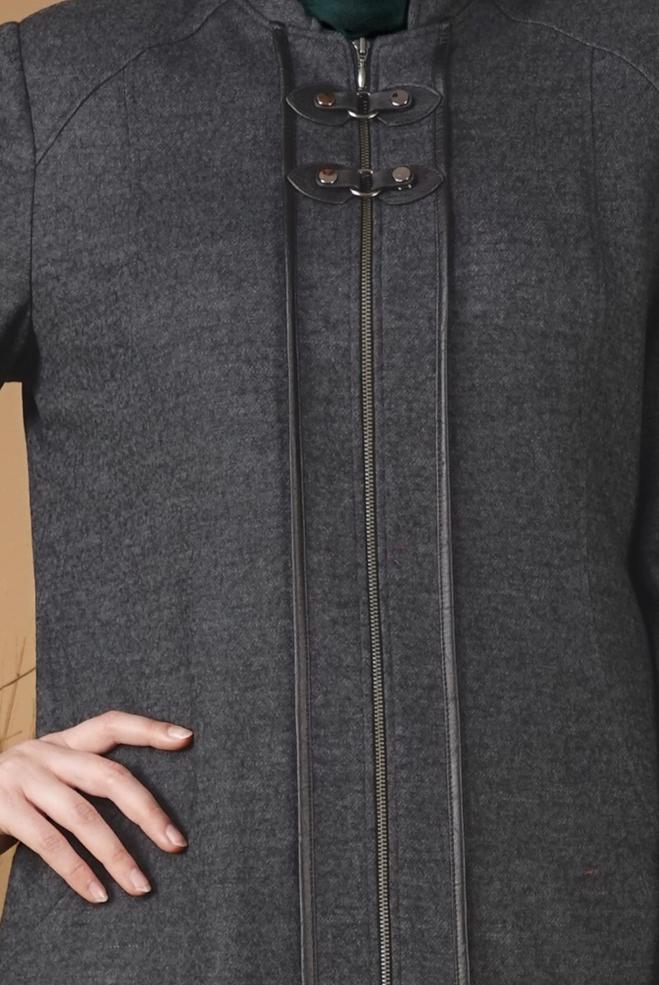 Vêtements hijab BRUN MANTEAU CACHE ZIPPÉ 9588 - ALVİNA