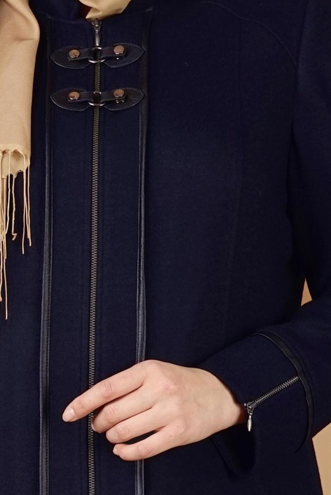 Vêtements hijab BLEU MARINE MANTEAU CACHE ZIPPÉ 9588 - ALVİNA