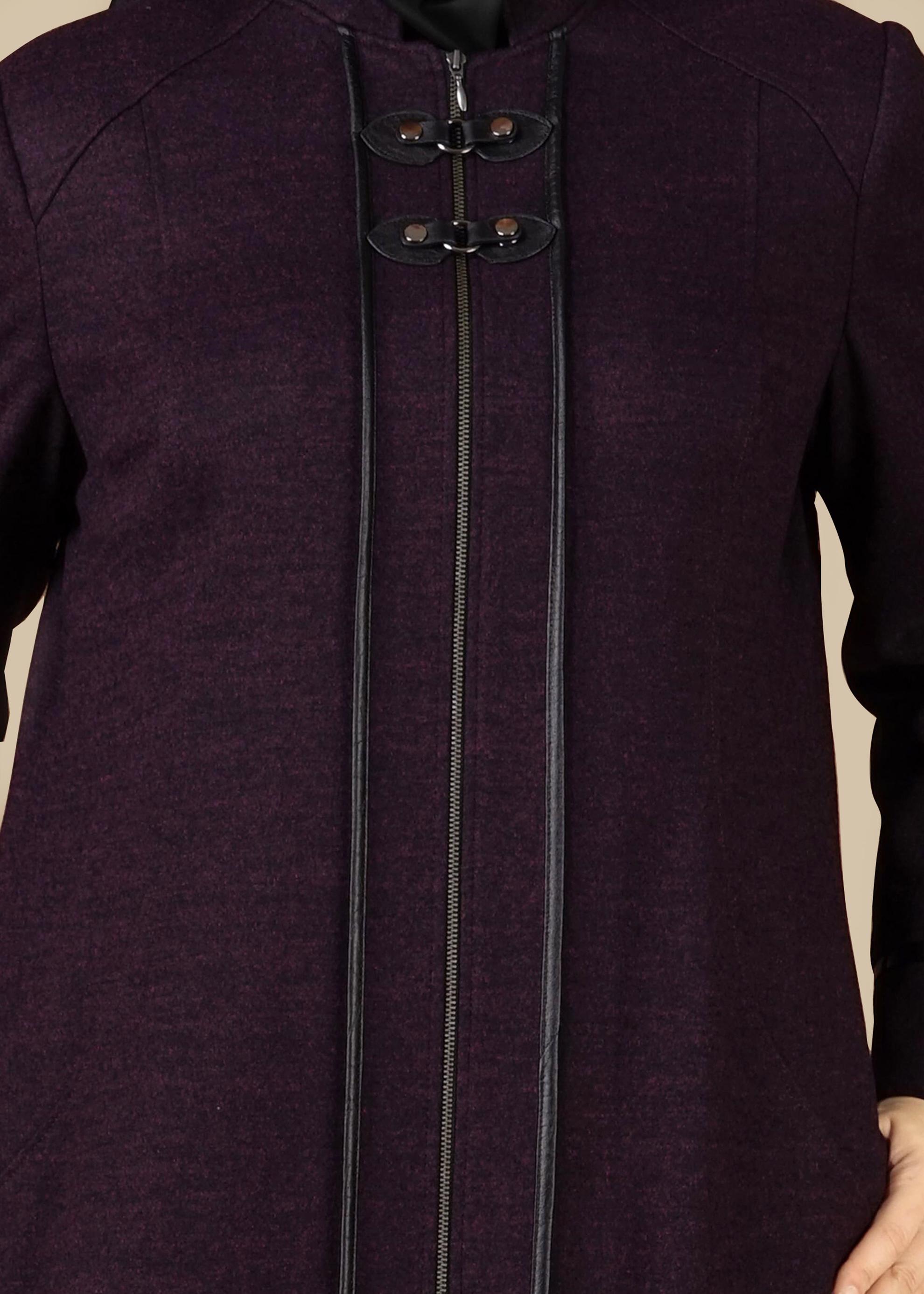 Tesettür giyim MÜRDÜM FERMUARLI KAŞE MANTO 9588