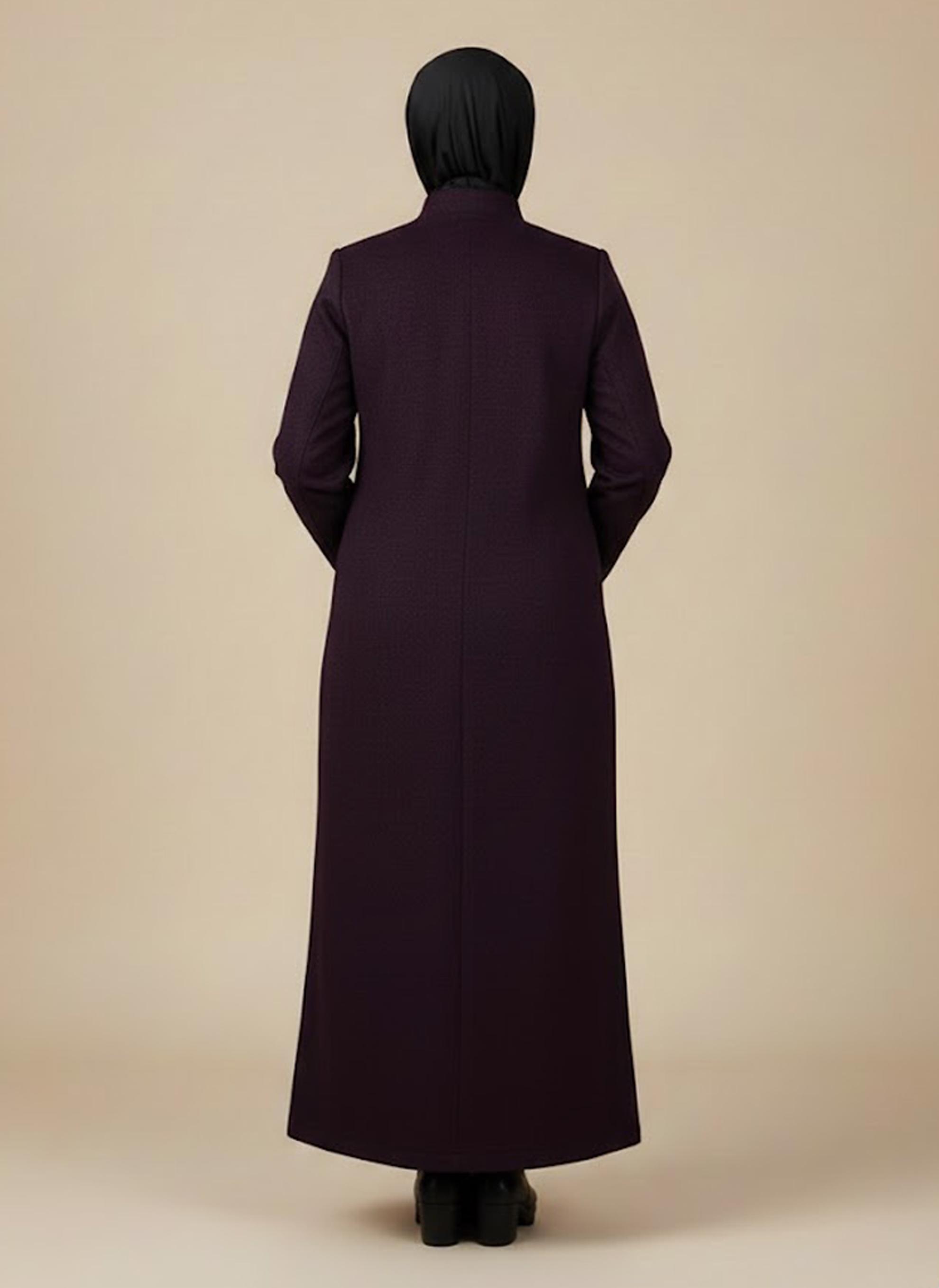 Tesettür giyim MÜRDÜM FERMUARLI KAŞE MANTO 9588