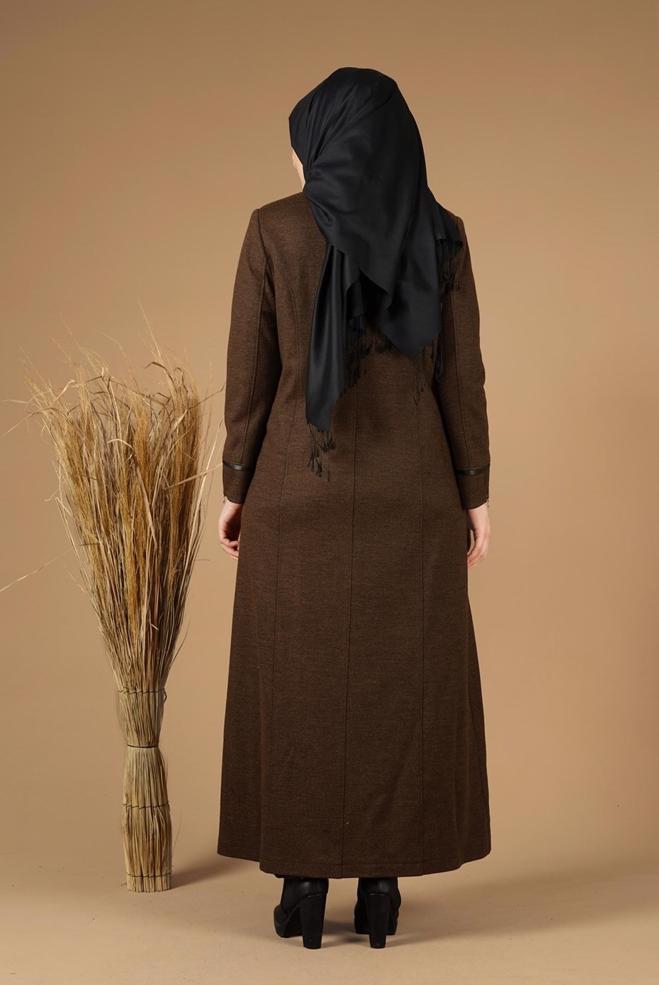 Hijab clothing BROWN ZIPPED WALKER COAT 9588  - ALVİNA