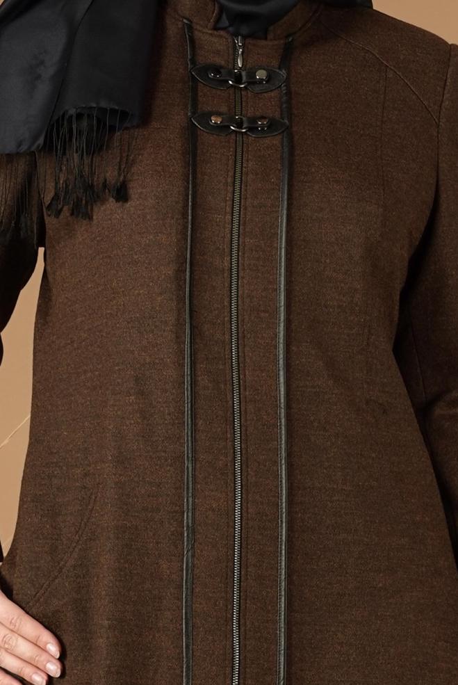 Hijab clothing BROWN ZIPPED WALKER COAT 9588  - ALVİNA