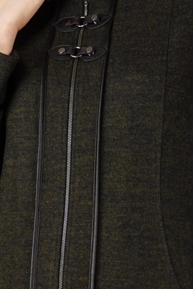 Hijab clothing GREEN ZIPPED CACHE COAT 9588  - ALVİNA