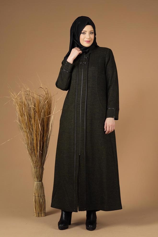 Hijab clothing GREEN ZIPPED WALKER COAT 9588  - ALVİNA