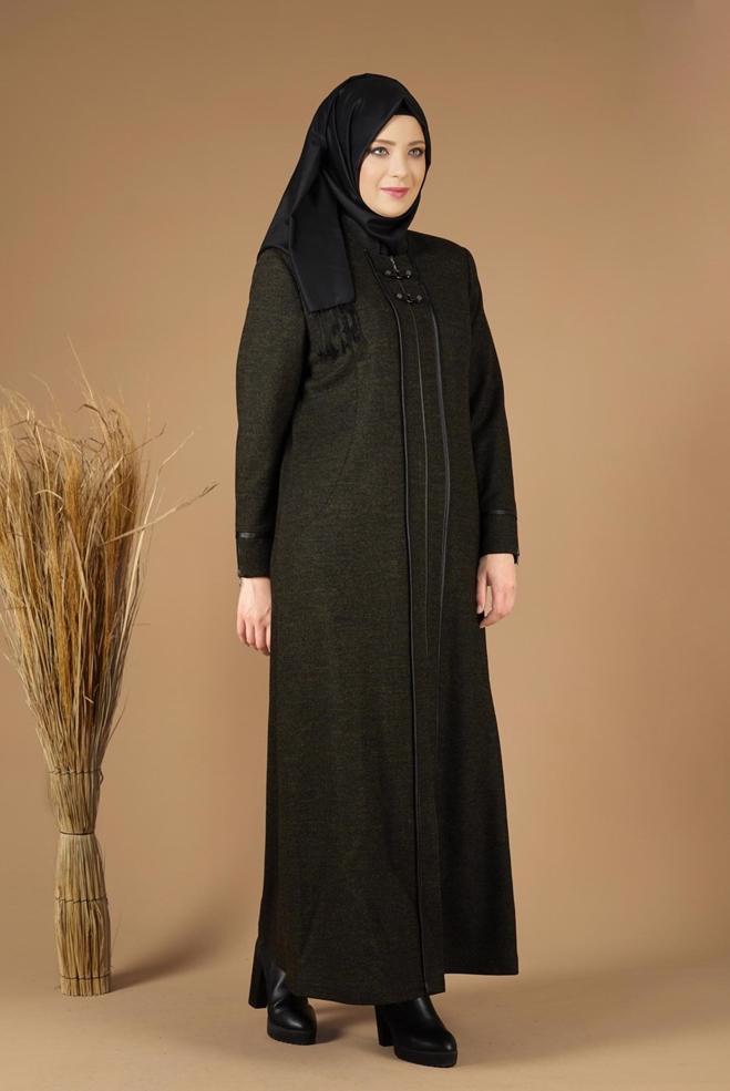 Hijab clothing GREEN ZIPPED WALKER COAT 9588  - ALVİNA