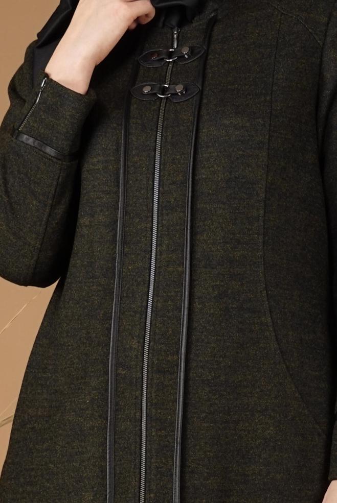 Hijab clothing GREEN ZIPPED WALKER COAT 9588  - ALVİNA