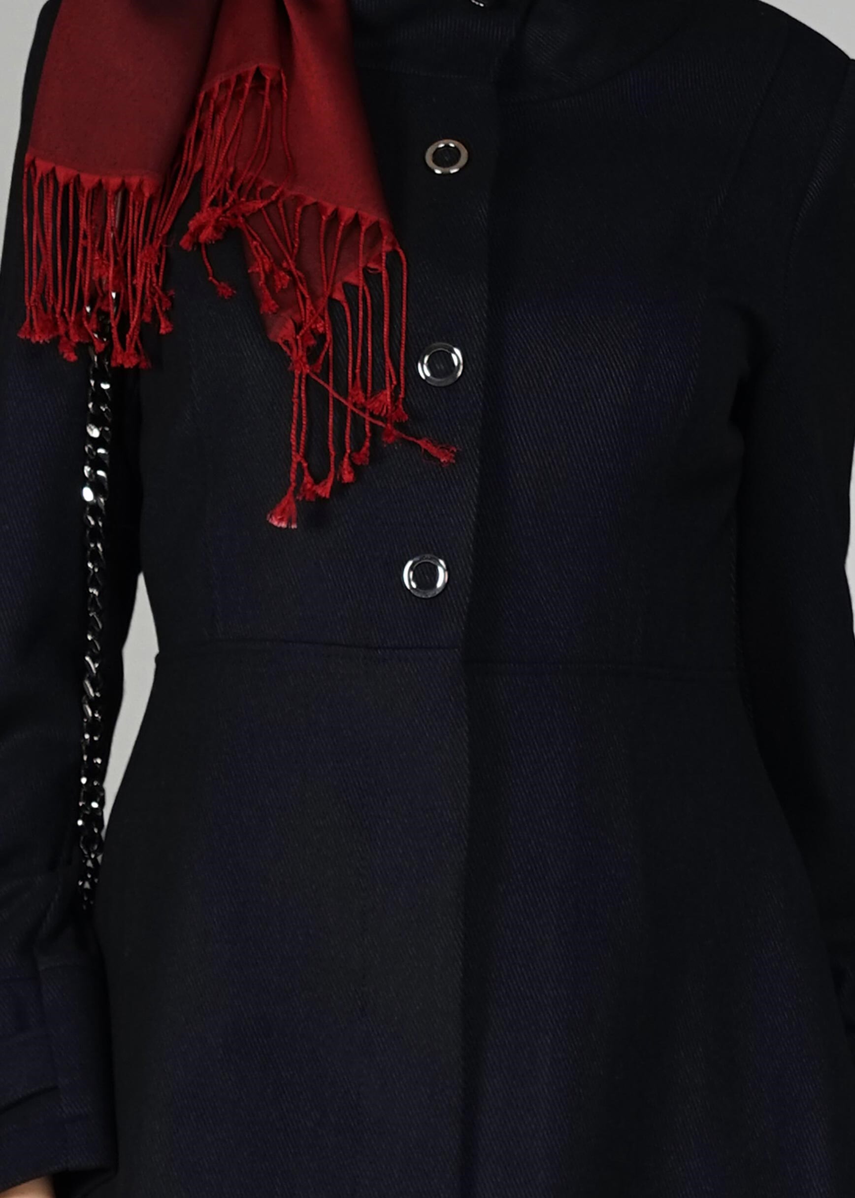 Tesettür giyim LACİVERT HAKİM YAKA MANTO 9591