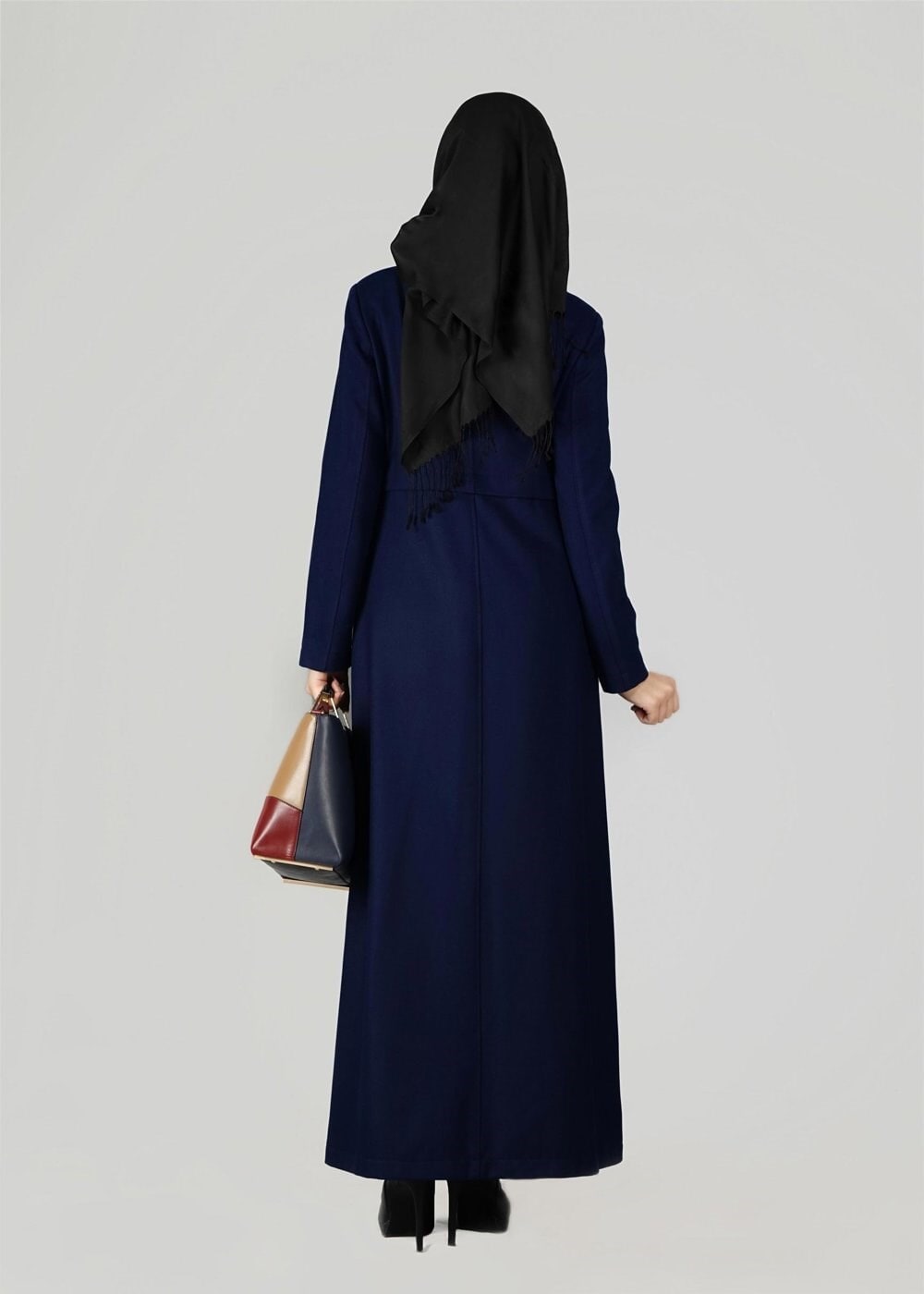 Tesettür giyim LACİVERT FERMUARLI CEPLİ MANTO 9602