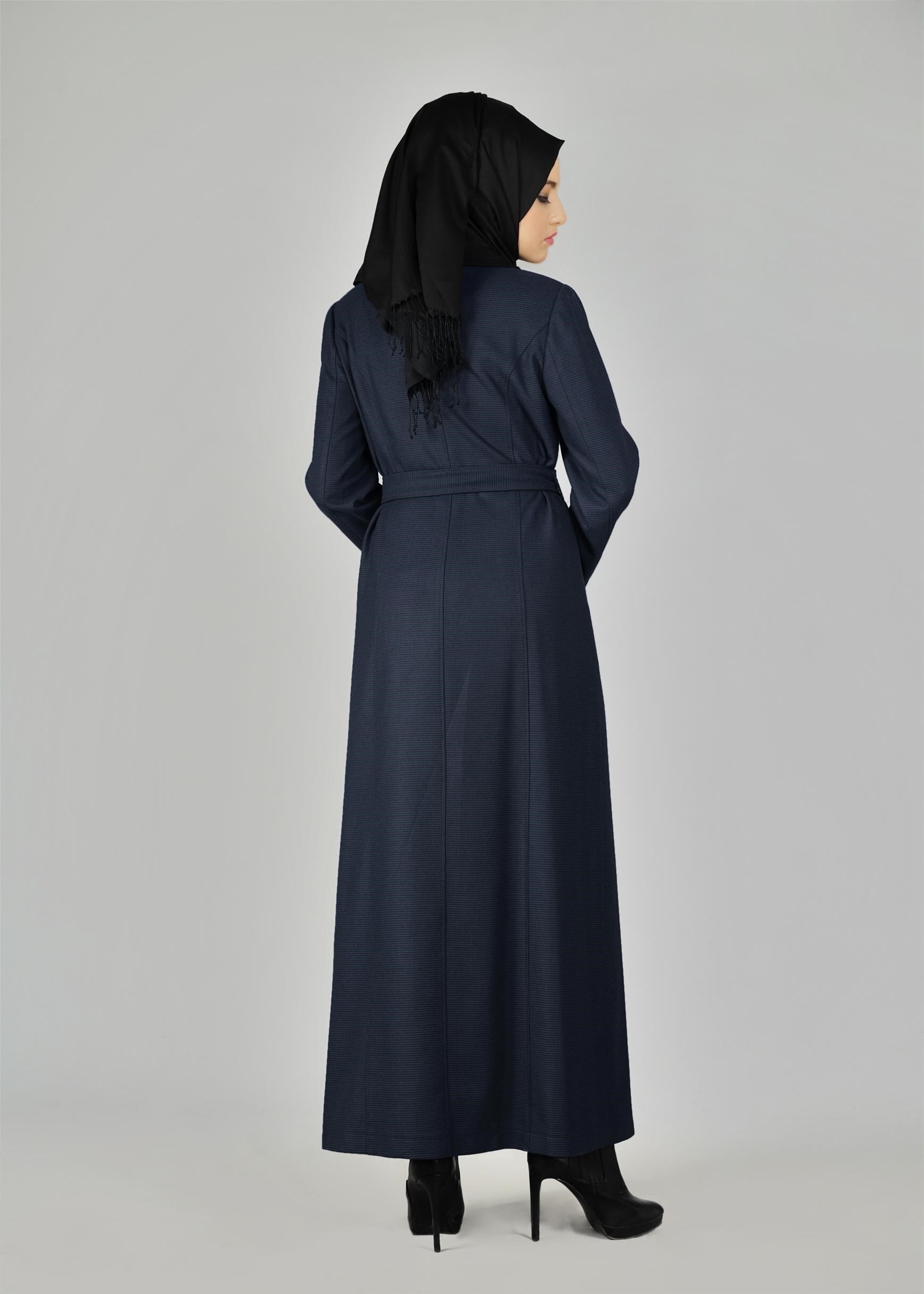 Tesettür giyim LACİVERT ERKEK YAKA FERMUARLI MANTO 9603