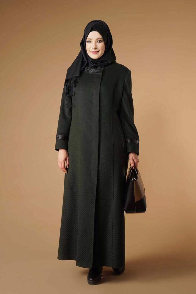 Vêtements hijab KAKI MANTEAU ZIPPÉ 9616  - ALVİNA