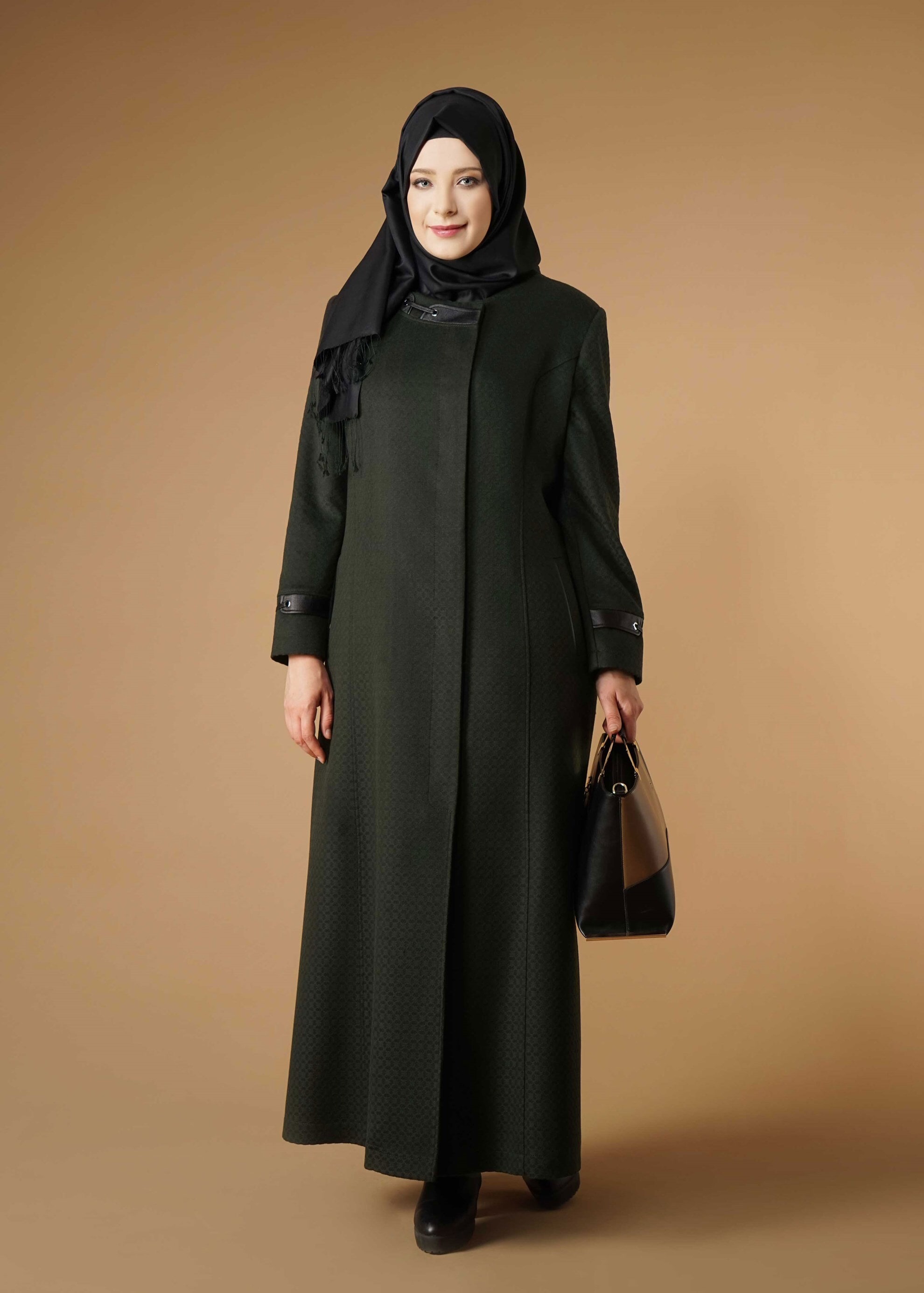 Vêtements hijab KAKI MANTEAU ZIPPÉ 9616 