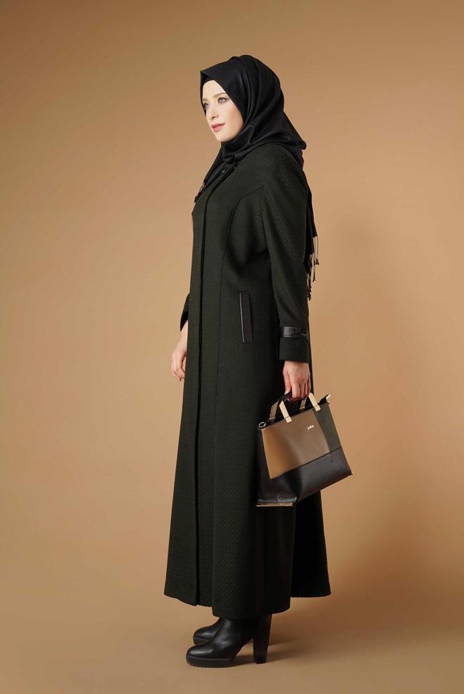 Vêtements hijab KAKI MANTEAU ZIPPÉ 9616  - ALVİNA