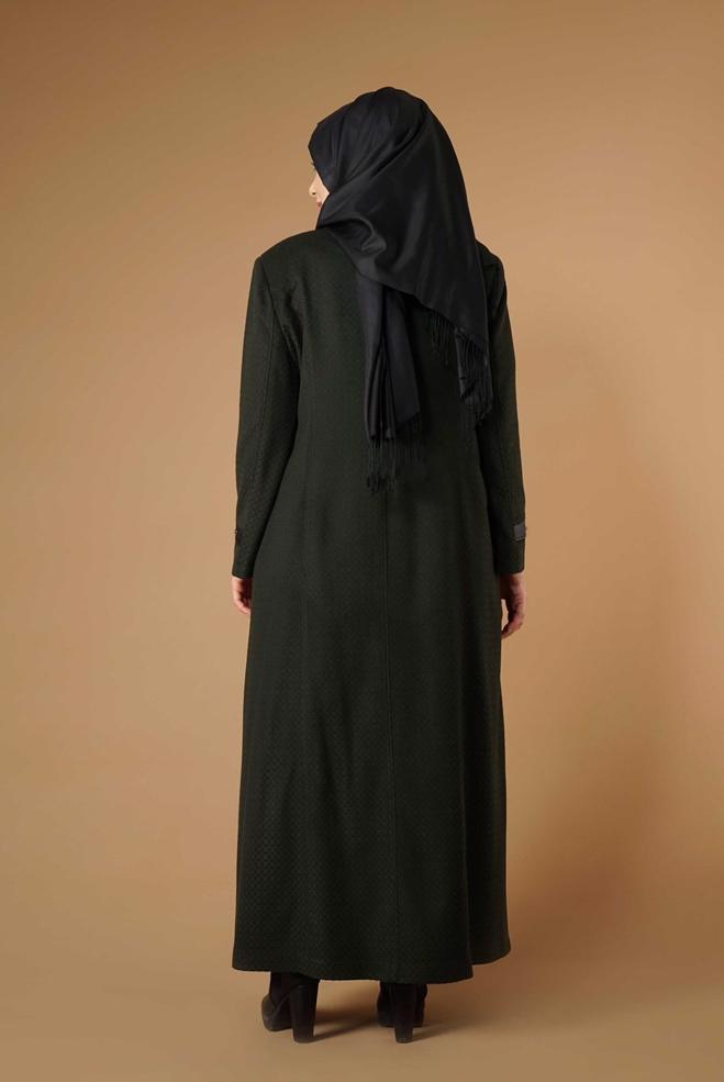 Vêtements hijab KAKI MANTEAU ZIPPÉ 9616  - ALVİNA