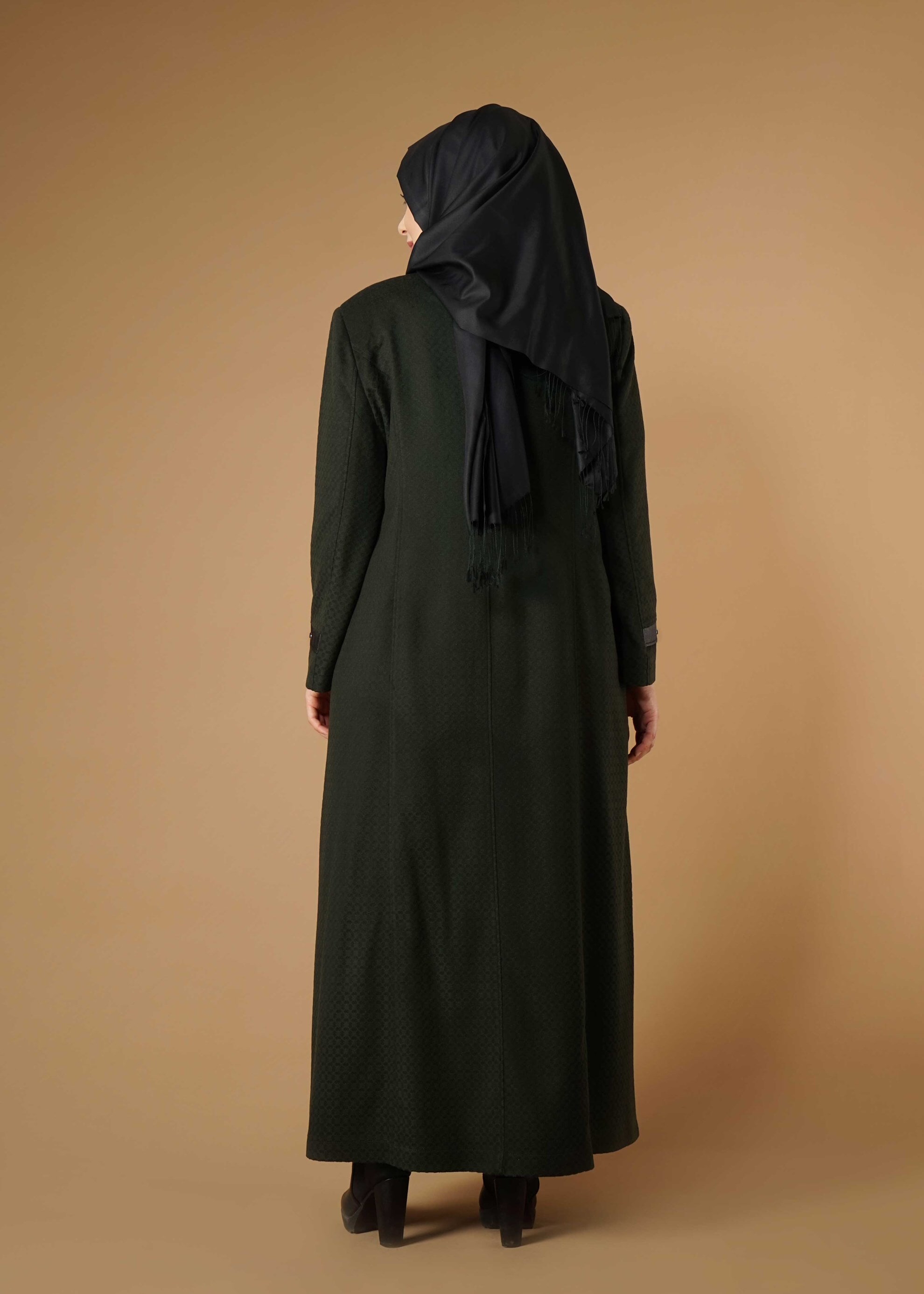Vêtements hijab KAKI MANTEAU ZIPPÉ 9616 