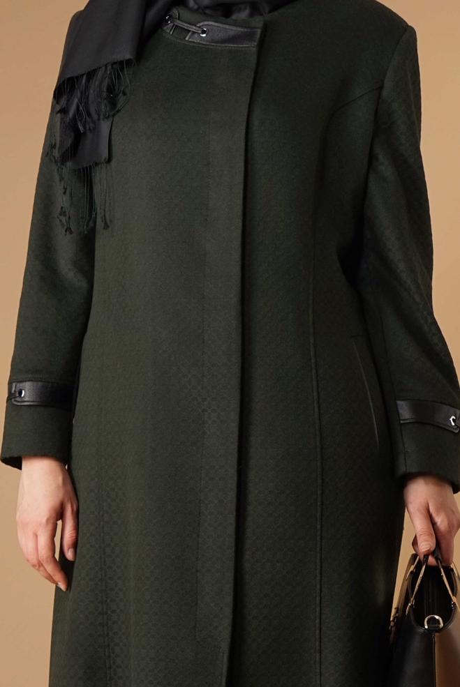Vêtements hijab KAKI MANTEAU ZIPPÉ 9616  - ALVİNA