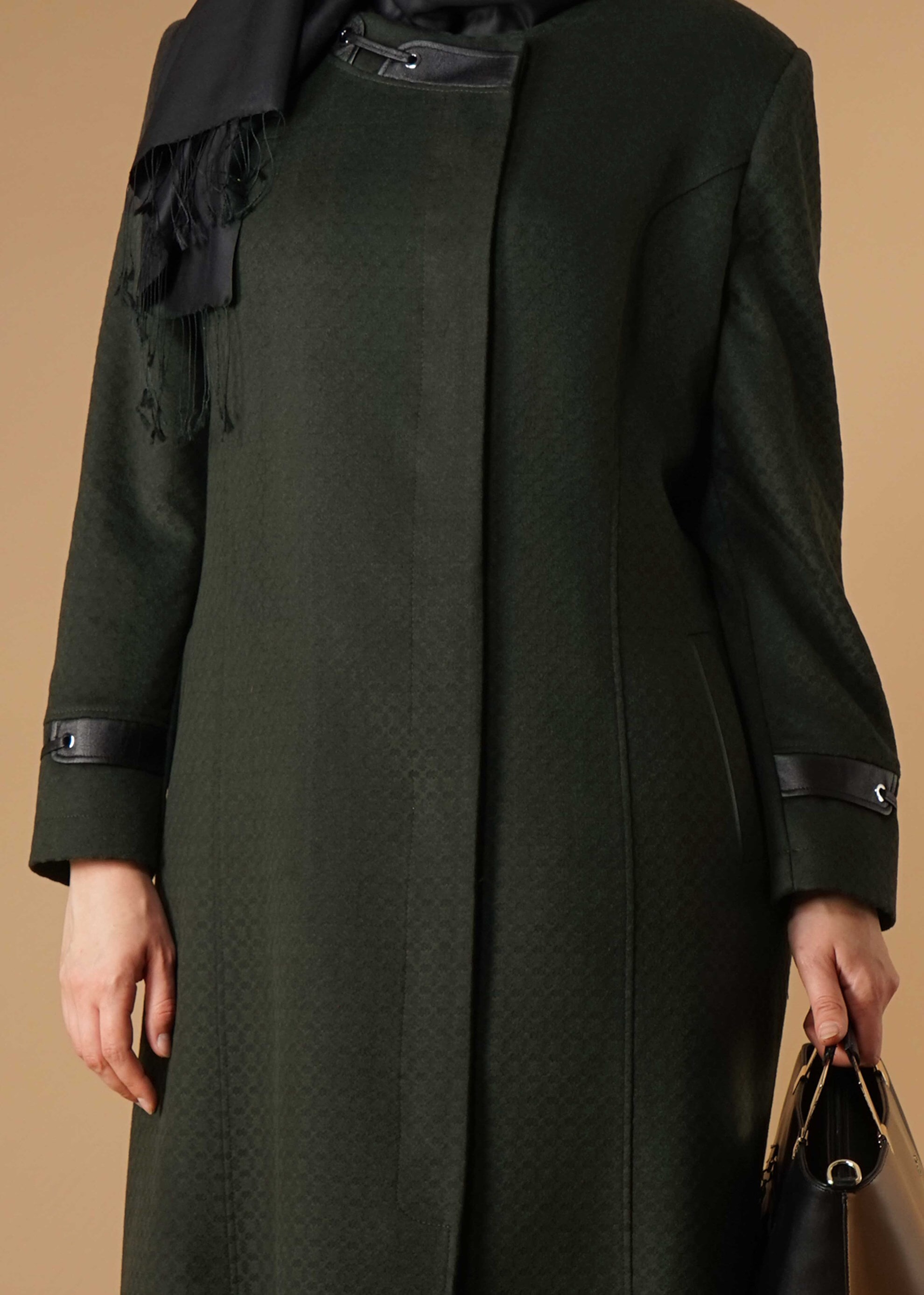 Vêtements hijab KAKI MANTEAU ZIPPÉ 9616 