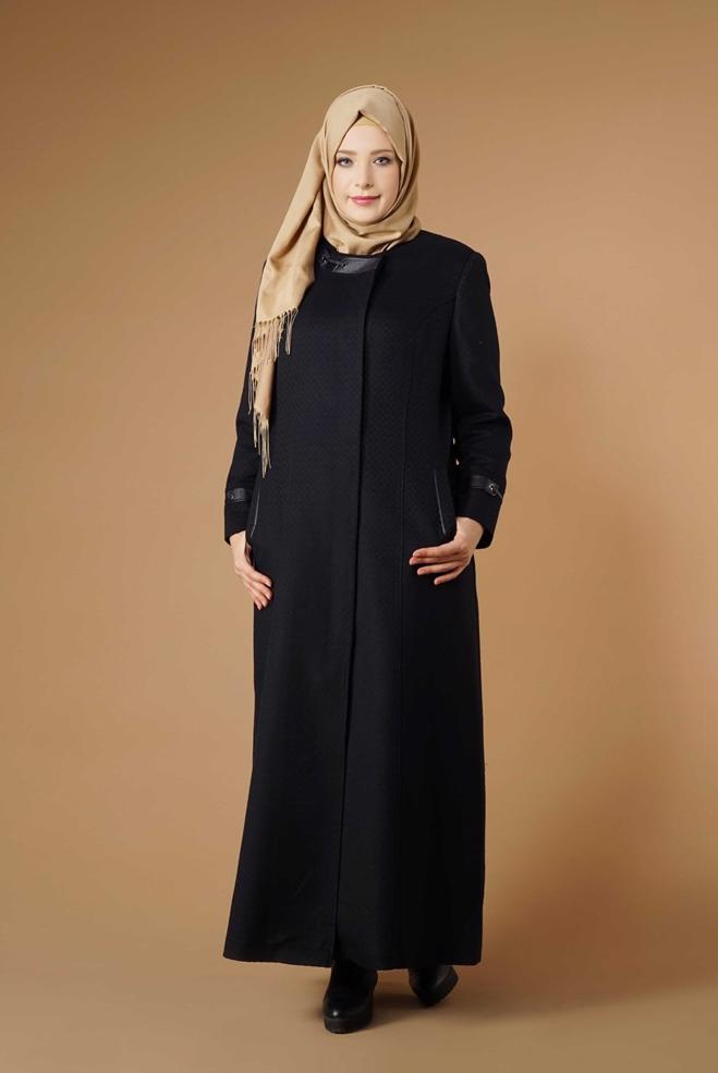 Hijab clothing NAVY BLUE ZIPPED COAT 9616  - ALVİNA