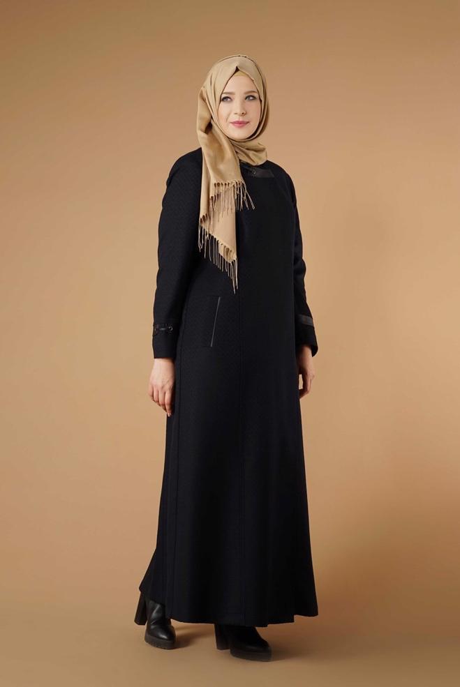 Hijab clothing NAVY BLUE ZIPPED COAT 9616  - ALVİNA