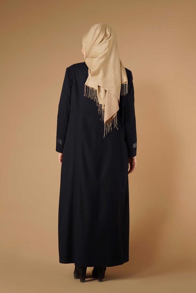 Hijab clothing NAVY BLUE ZIPPED COAT 9616  - ALVİNA