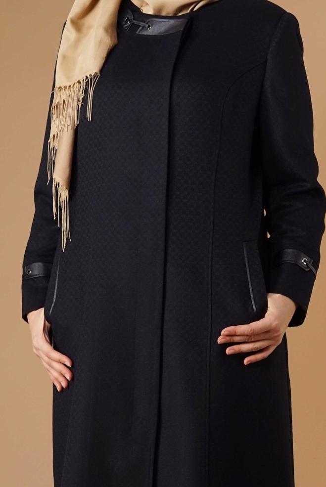 Hijab clothing NAVY BLUE ZIPPED COAT 9616  - ALVİNA