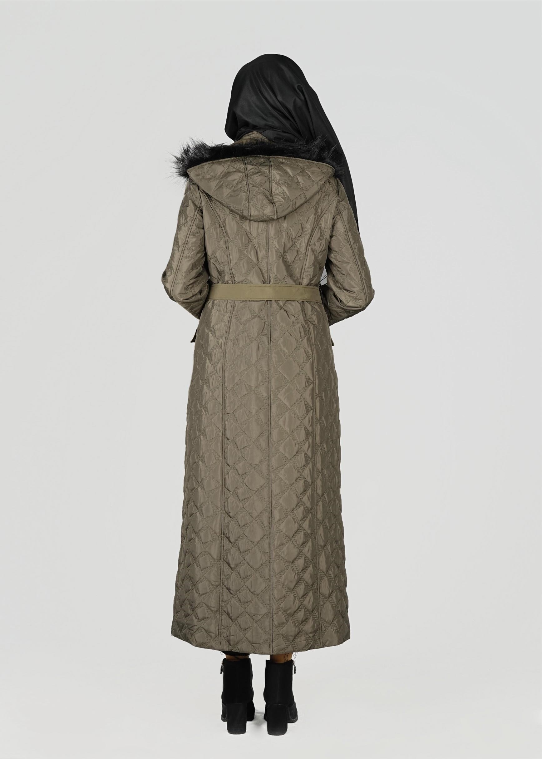 Tesettür giyim HAKİ 9623 MANTO