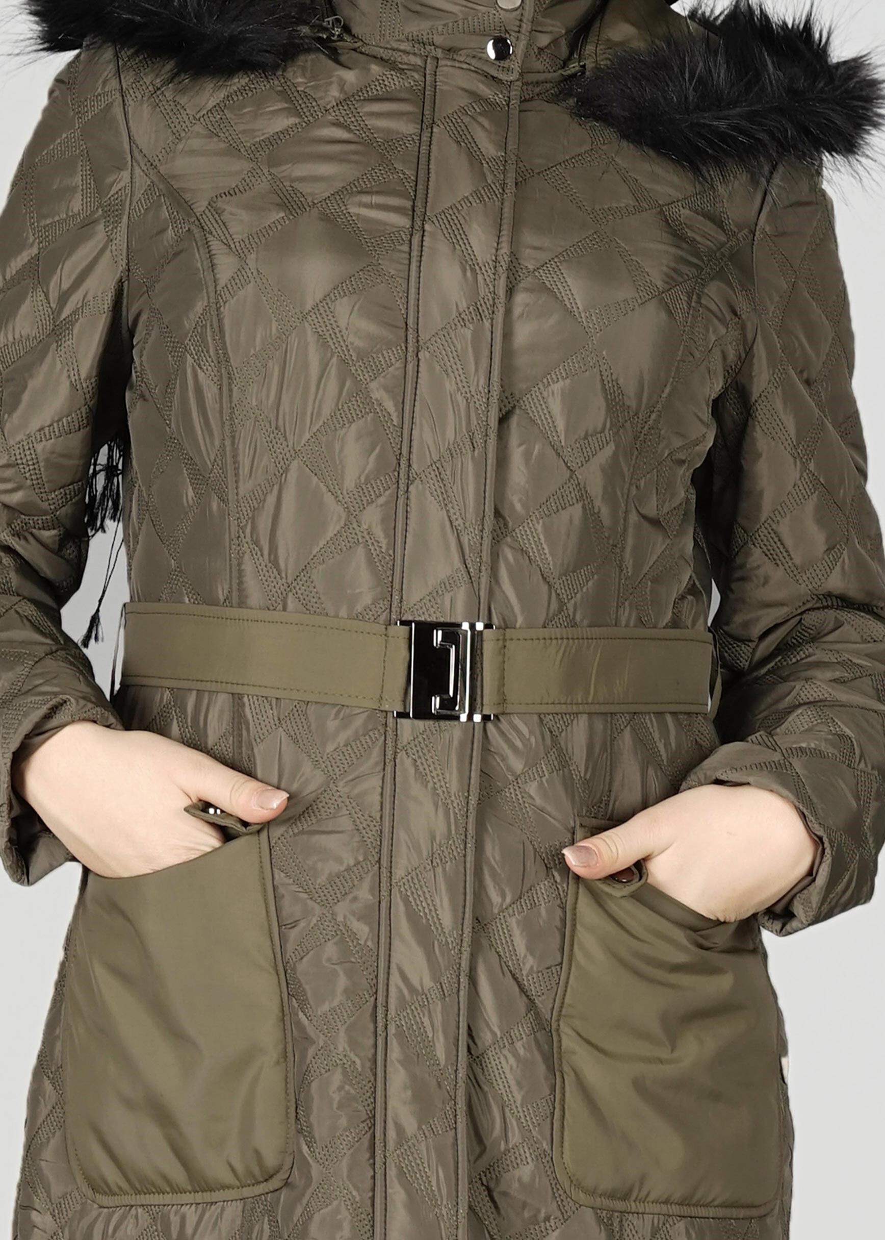 Tesettür giyim HAKİ 9623 MANTO