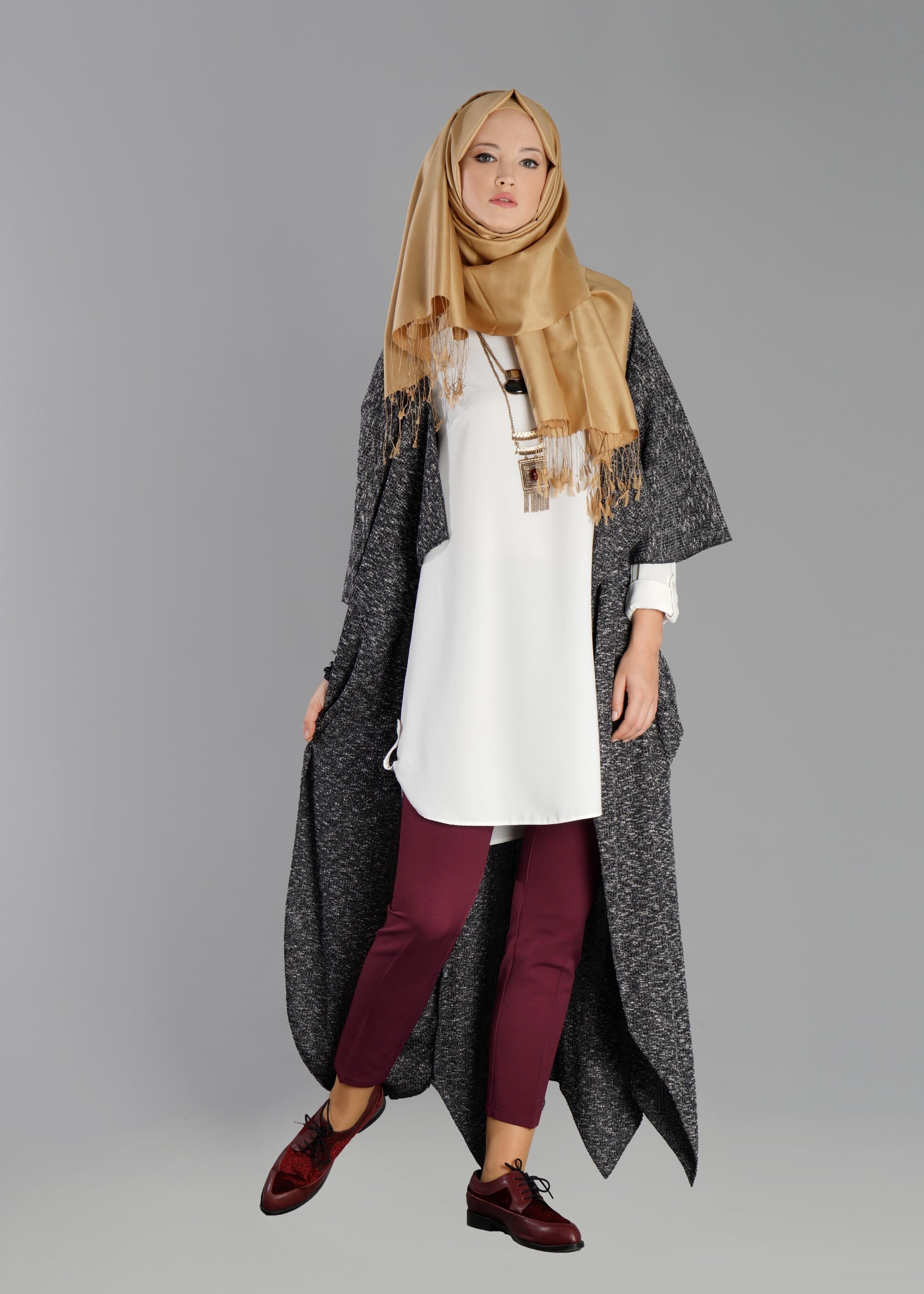 Tesettür giyim MÜRDÜM DAR PAÇA PANTOLON 7003 