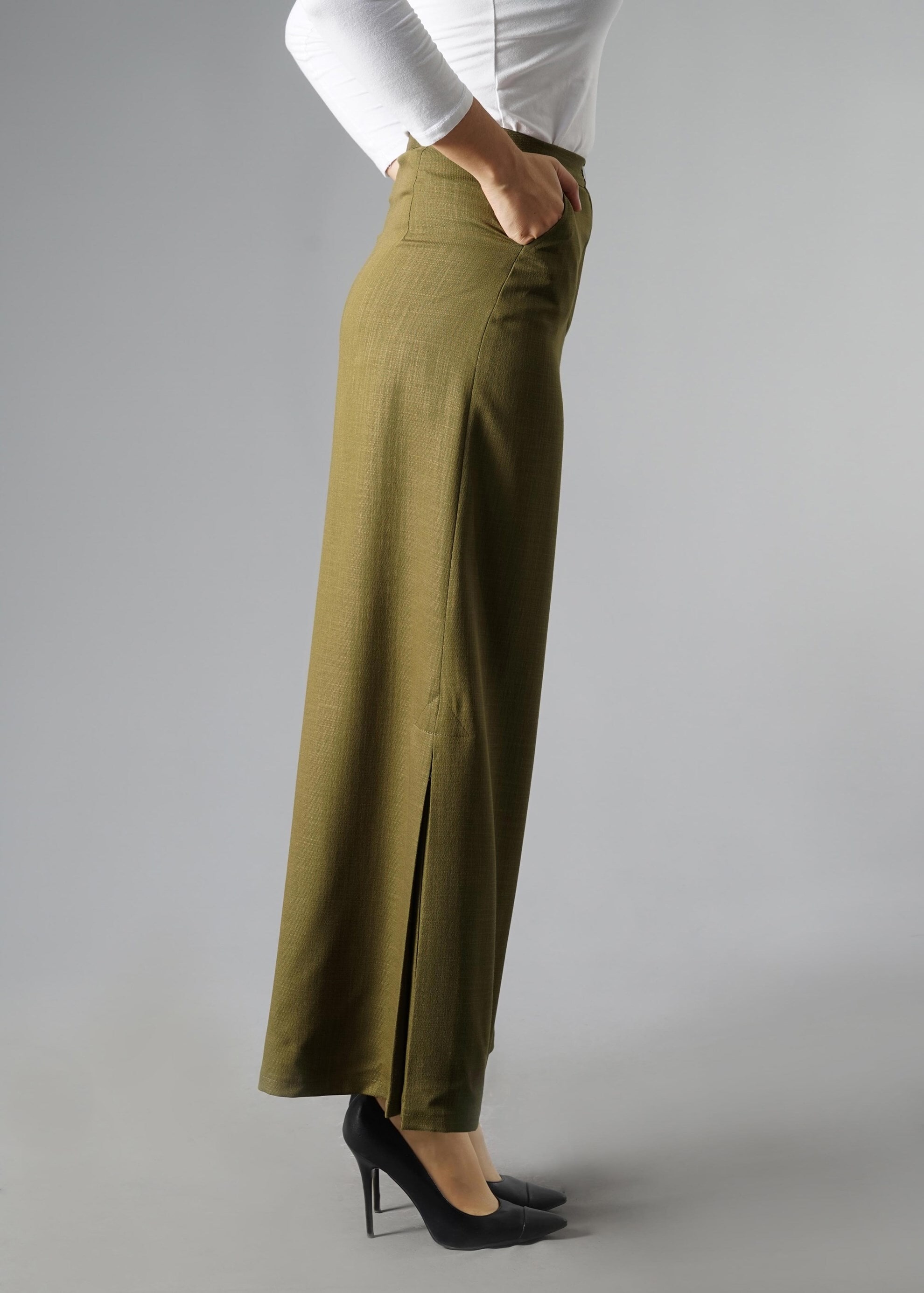 Tesettür giyim HAKİ 7022 PANTOLON