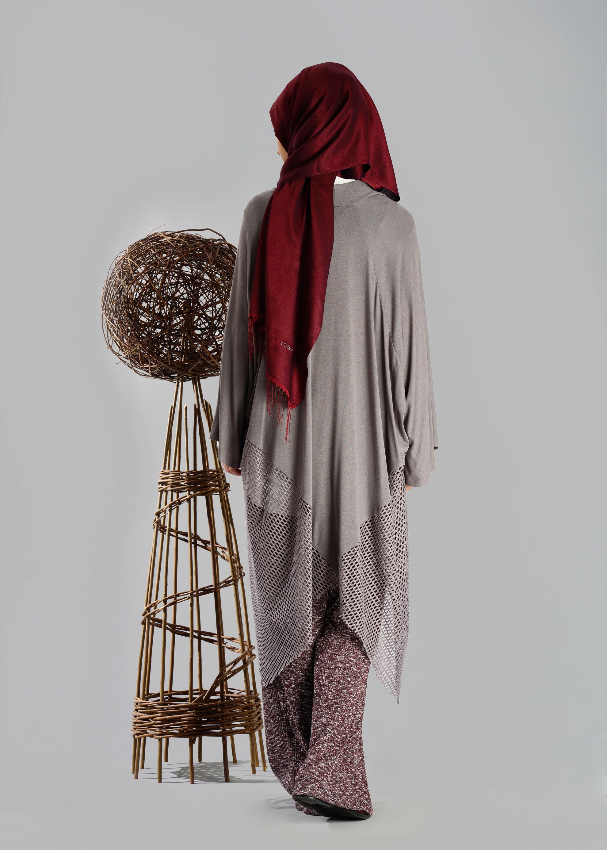 Tesettür giyim BORDO ÖRME PANTOLON 7023 