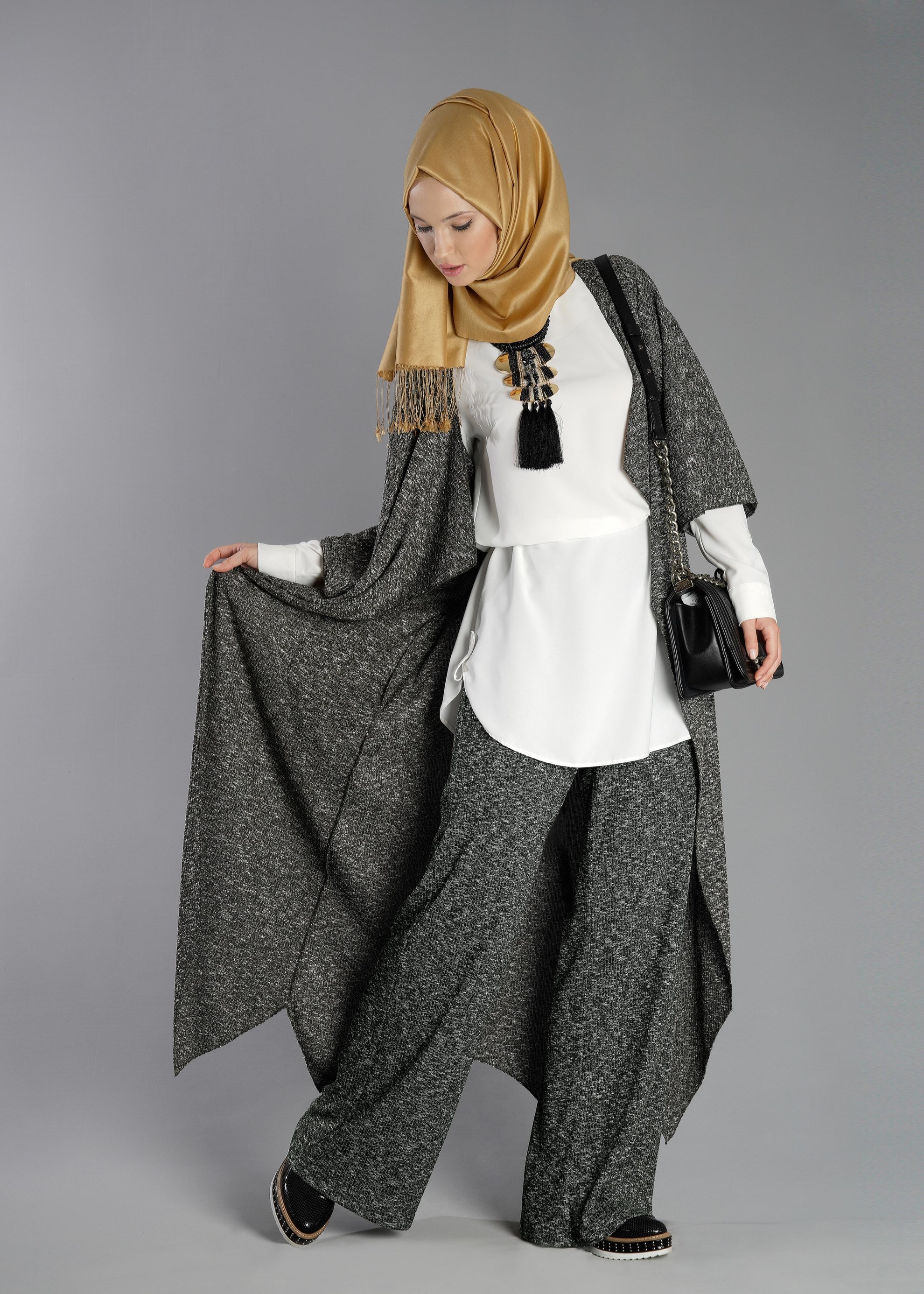 Tesettür giyim HAKİ ÖRME PANTOLON 7023 
